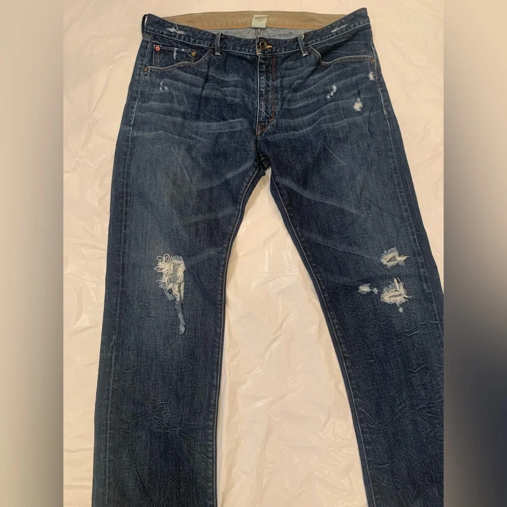Banana Republic Straight Med Wash Men's Destroyed Jeans Size 40x36